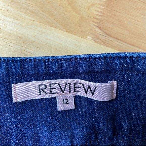 REVIEW 'Going Sailing' Indigo Denim Button Front Stretch Retro Shorts Size 12 - Picture 7 of 13